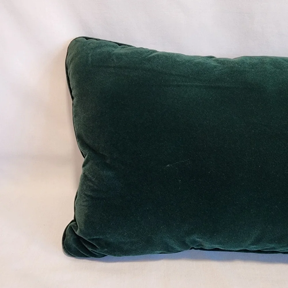 Nutcracker Tapestry Lumbar Pillow Green Velvet Back Christmas Holiday Decor
